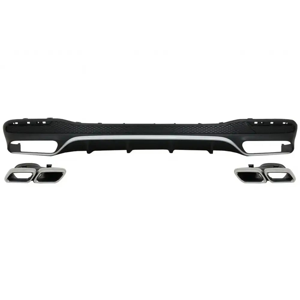 Rear Bumper Air Diffuser With Exhaust Muffler Tips Suitable for Mercedes Gls Class X166 Suv Facelift (09.2015-2019)
