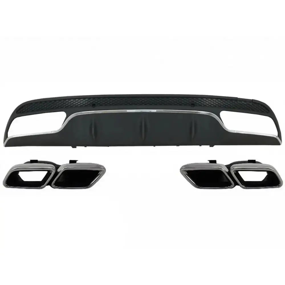 Rear Bumper Diffuser Suitable for Mercedes C-class W205 S205 (2014-2020) C63 Design With Exhaust Muffler Tips Only