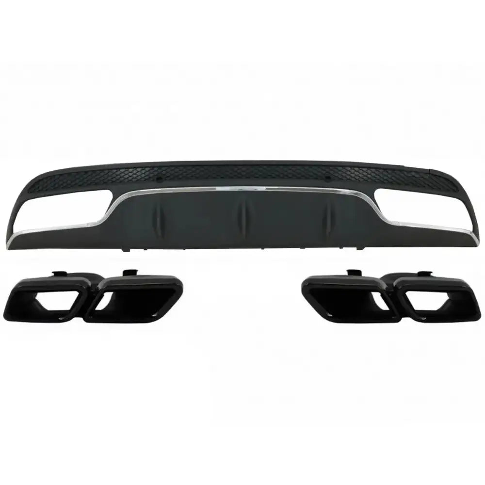 Rear Bumper Diffuser Suitable for Mercedes C-class W205 S205 (2014-2020) C63 Design With Black Exhaust Muffler Tips