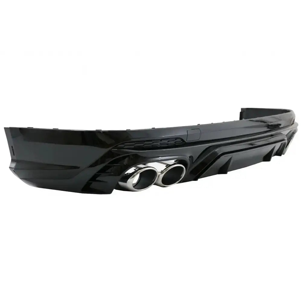 Rear Bumper Spoiler Valance Diffuser Double Outlet Suitable for Audi Q5 Suv Fy S-line (2018-2020) Silver Tips