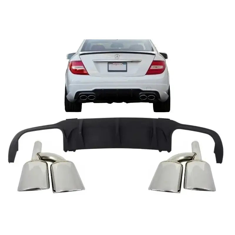 Rear Bumper Valance Air Diffuser With Exhaust Muffler Tips Suitable for Mercedes C-class W204 C204 Amg Sport Line