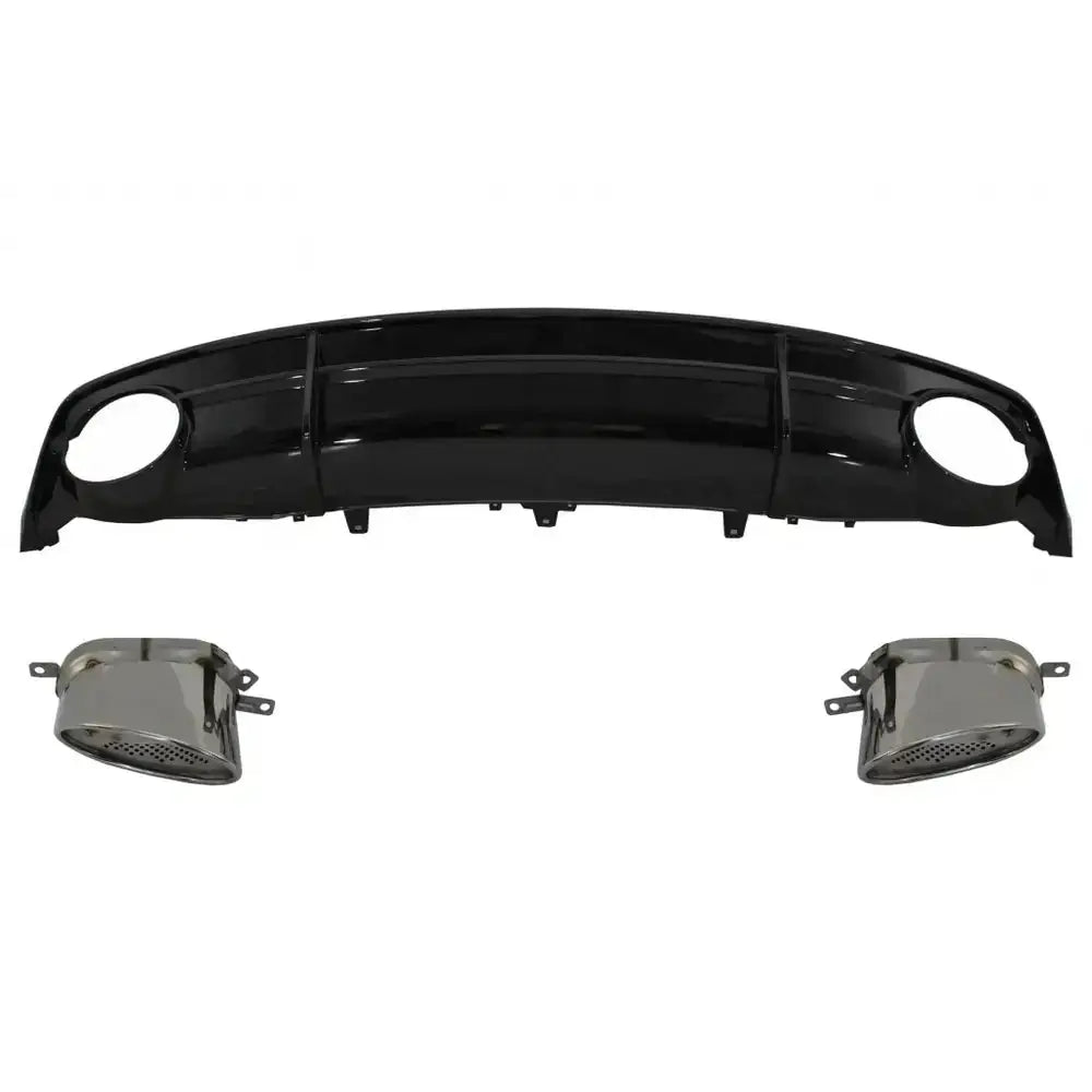 Rear Bumper Valance Diffuser Black & Exhaust Tips Suitable for Audi A7 4g Facelift (2015-2018) Rs7 Design Only S-line
