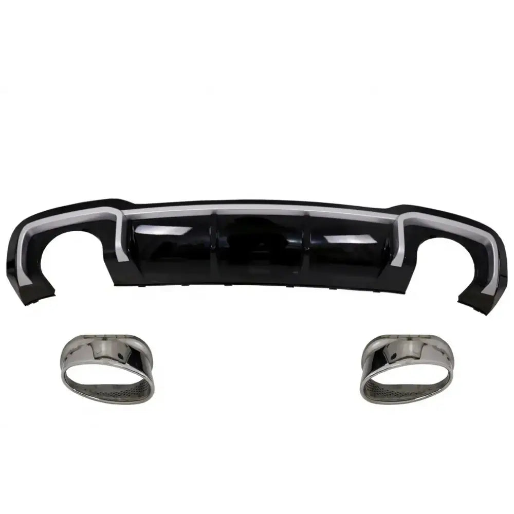 Rear Bumper Valance Diffuser & Exhaust Tips Suitable for Audi A3 8v Facelift (2016-2019) Sline Sedan Rs3 Design Only