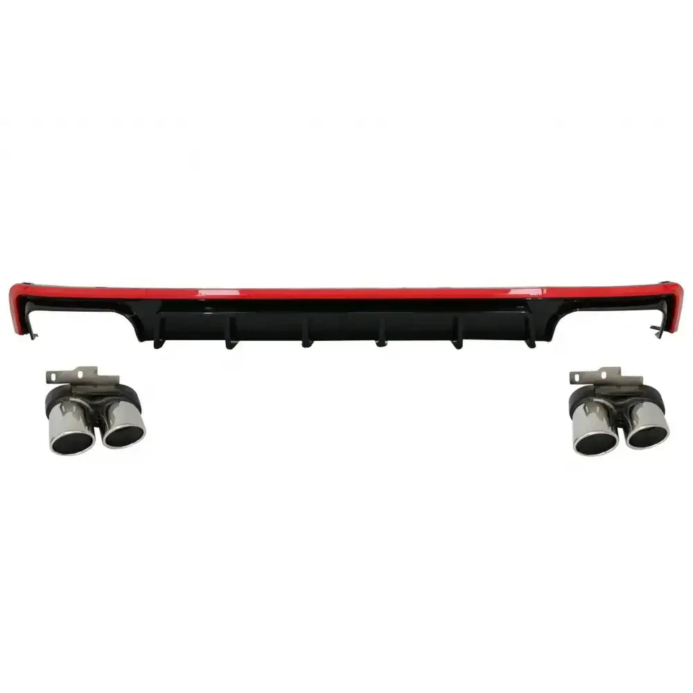 Rear Bumper Valance Diffuser & Exhaust Tips Suitable for Audi A6 C8 4k Avant Sedan (2018-up) S6 Design Red