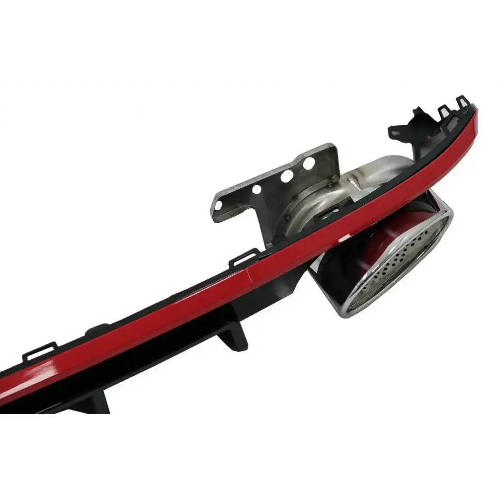 Rear Bumper Valance Diffuser & Exhaust Tips Suitable for Audi A6 C8 4k Avant Sedan (2018-up) Rs6 Design Red