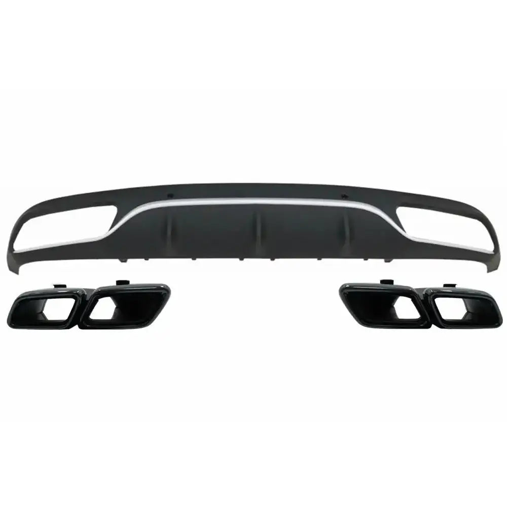 Rear Bumper Valance Diffuser With Black Exhaust Muffler Tips Suitable for Mercedes C-class C205 A205 Coupe Cabriolet