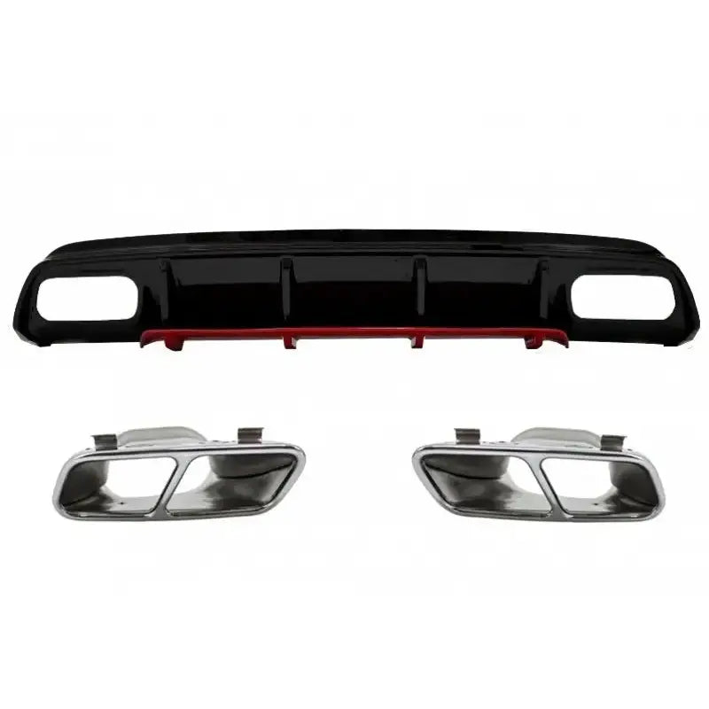 Rear Bumper Valance Diffuser With Exhaust Muffler Tips Chrome Suitable for Mercedes W176 A-class (2012-2018) A45
