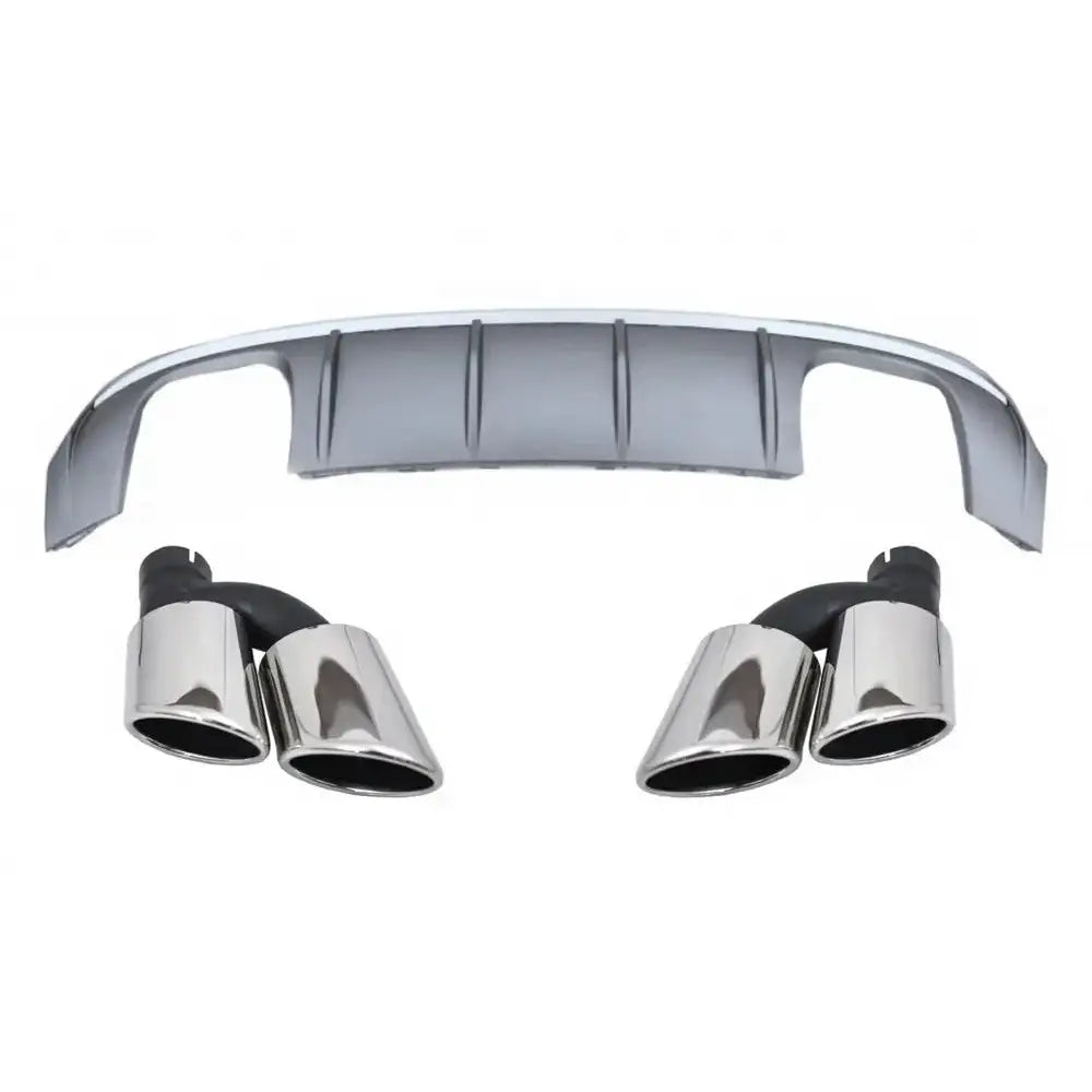 Rear Bumper Valance Diffuser With Exhaust Muffler Tips Suitable for Audi A3 8v Facelift (2016-2019) S-line Bumper Sedan