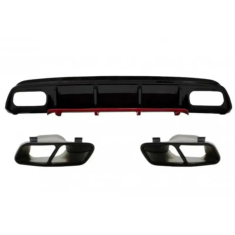 Rear Bumper Valance Diffuser With Exhaust Muffler Tips Suitable for Mercedes W176 A-class (2012-2018) A45 Facelift