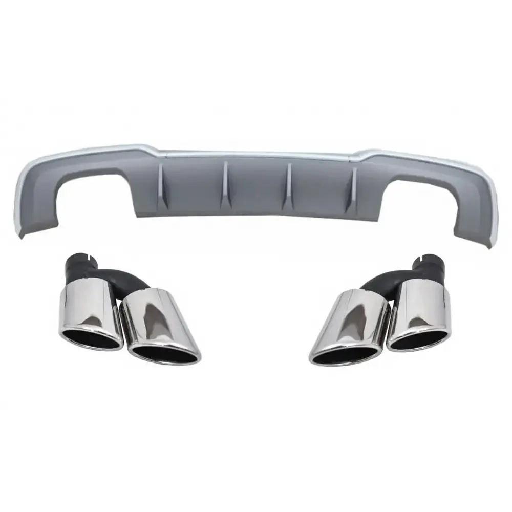 Rear Bumper Valance Diffuser With Exhaust Muffler Tips Suitable for Audi A3 8v Facelift (2016-2019) S-line Bumper