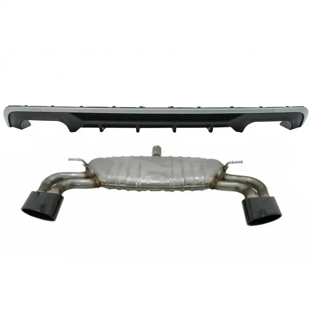 Rear Bumper Valance Diffuser With Exhaust System Black Suitable for Audi A3 8v Facelift Hatchback Sportback (2016-2019)