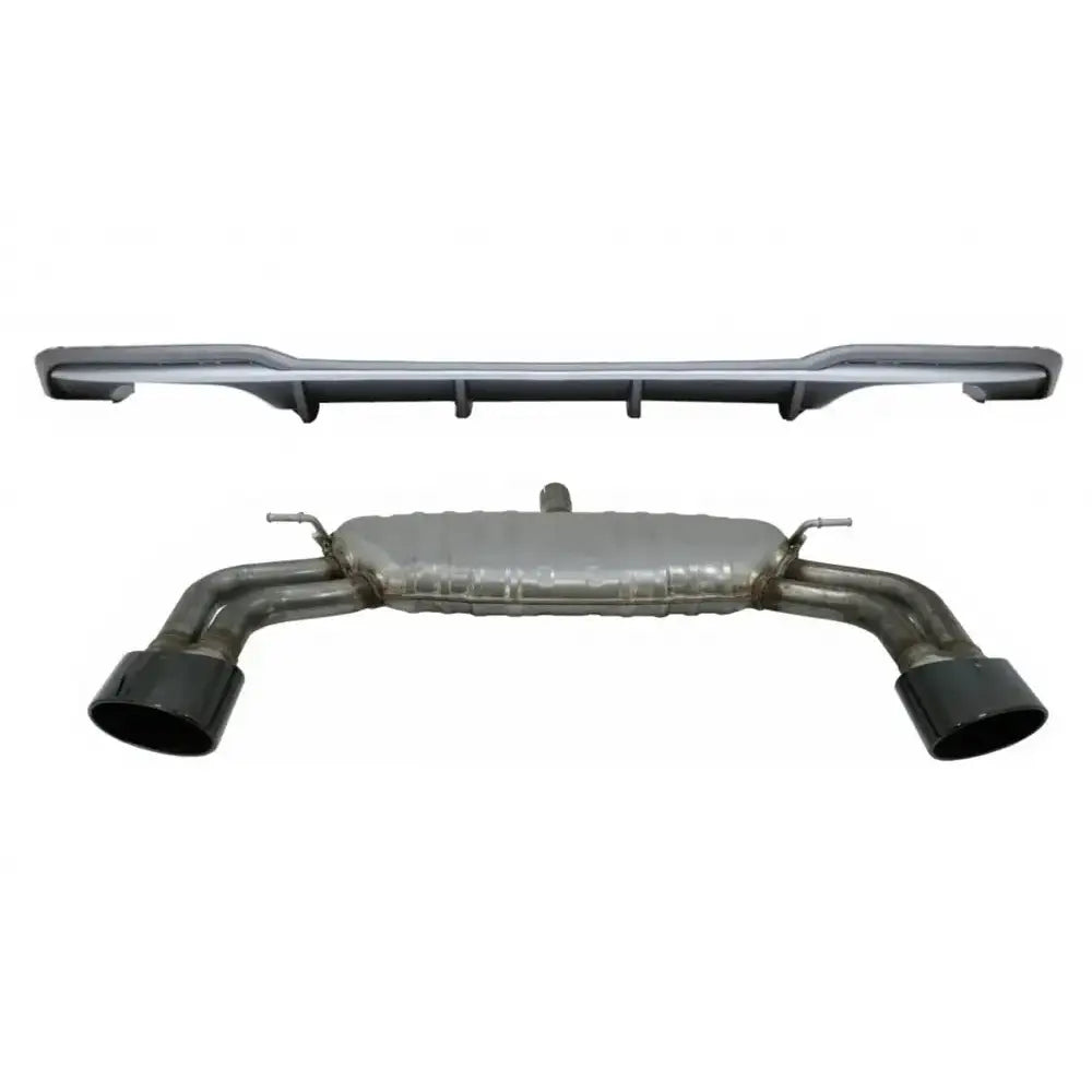 Rear Bumper Valance Diffuser With Exhaust System Piano Black Suitable for Audi A3 8v Facelift Sedan Convertible