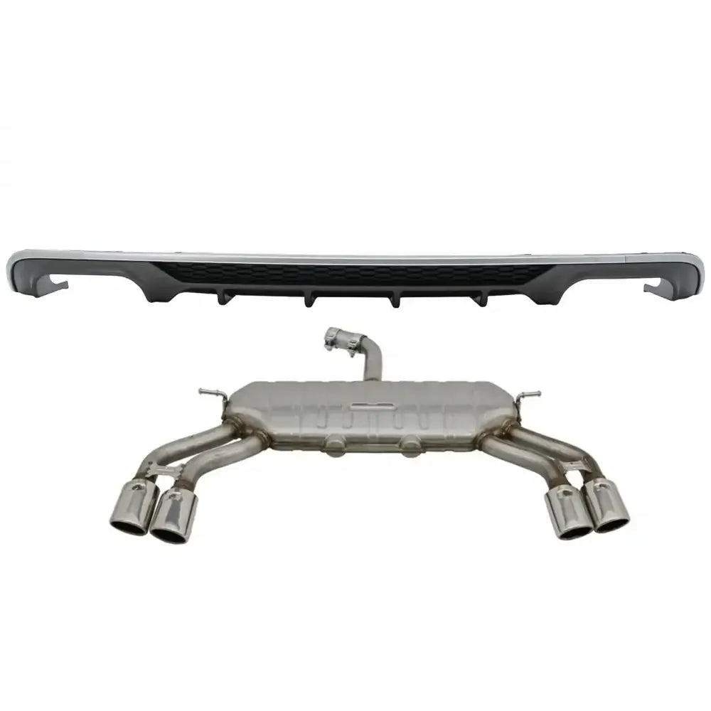 Rear Bumper Valance Diffuser With Exhaust System Suitable for Audi A3 8v Facelift Sedan Convertible (2016-2019)