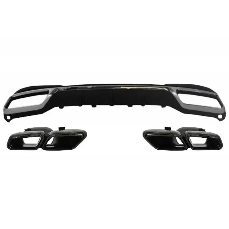 Rear Diffuser With Exhaust Muffler Tips Black Suitable for Mercedes E-class W212 S212 Facelift (2013-2016) Only Sport