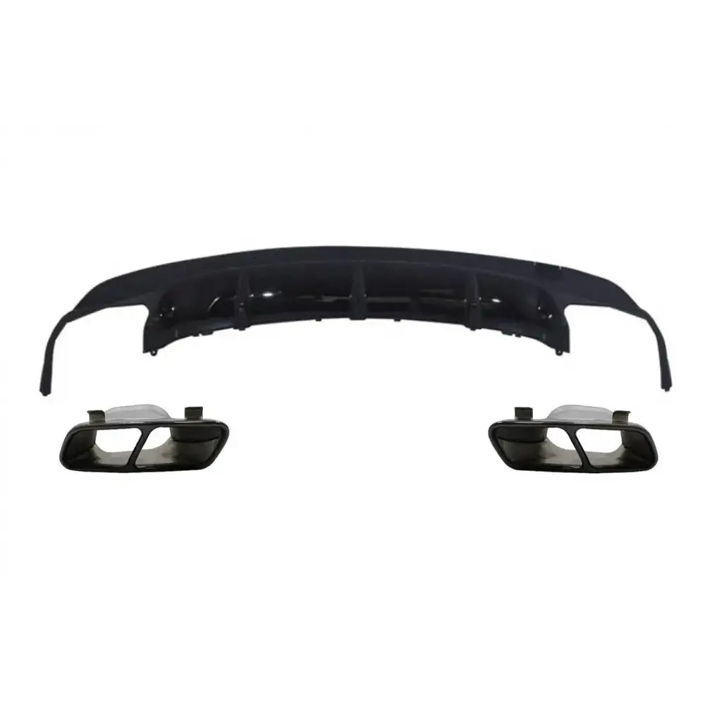 Rear Diffuser With Exhaust Muffler Tips Black Suitable for Mercedes Cla W117 X117 Shooting Brake (2013-2018) Sport Pack