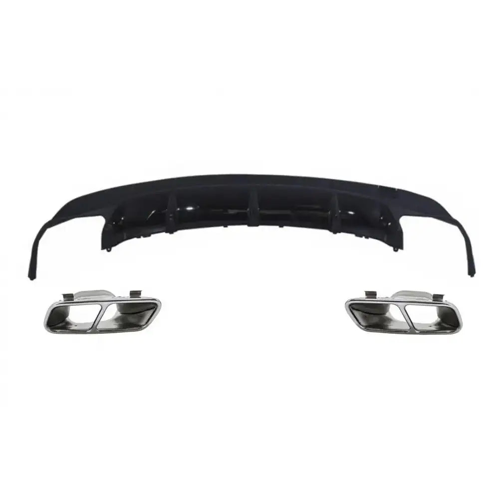 Rear Diffuser With Exhaust Muffler Tips Chrome Suitable for Mercedes Cla W117 X117 Shooting Brake (2013-2018) Sport Pack