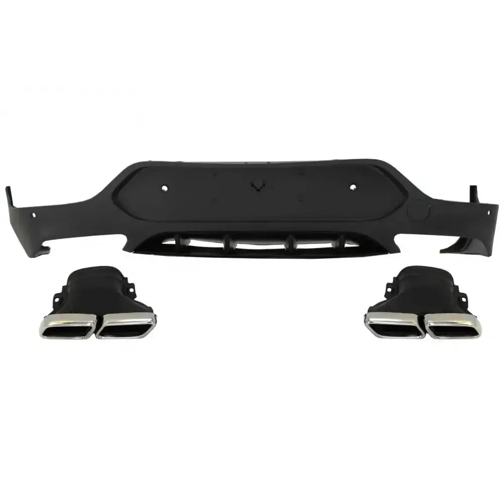Rear Diffuser With Exhaust Muffler Tips Suitable for Mercedes Glc Coupe C253 Sport Line (2015-2019) Glc63 Design Silver