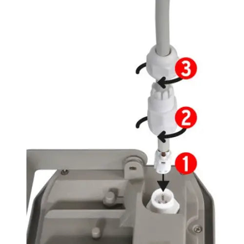 Elektrisk kobling til Reflektor LED AL 2000, nærbilde av monteringsdetaljer med tydelig nummerering.