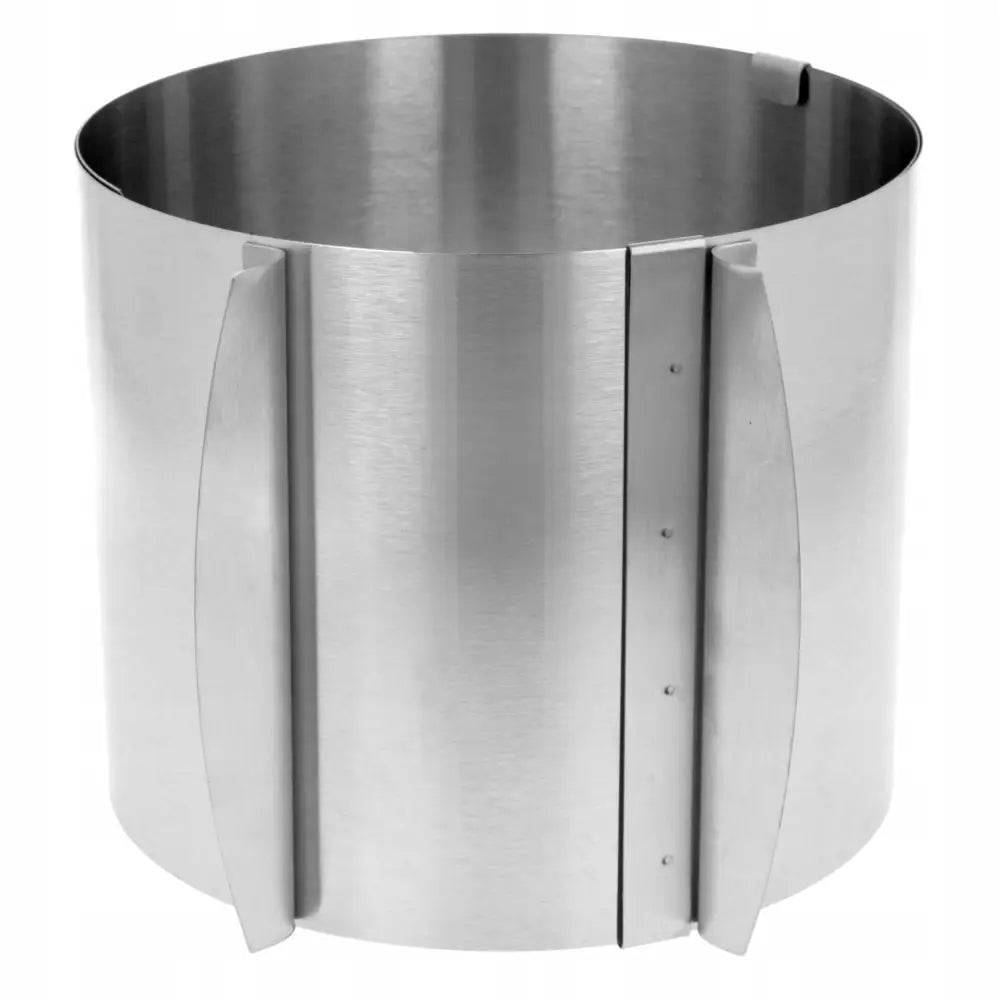 Regulerbar kakering i børstet metall, sett fra siden med synlige skjøter, håndtak og måleskala.