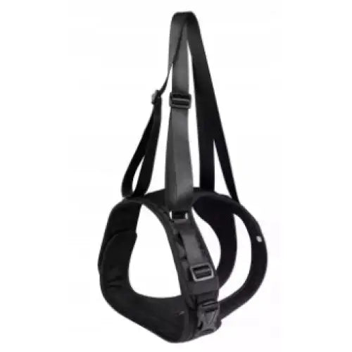 Rehabiliteringssele for hund XL i svart nylon, skråvisning som fremhever justerbare stropper og funksjonelle spenner.