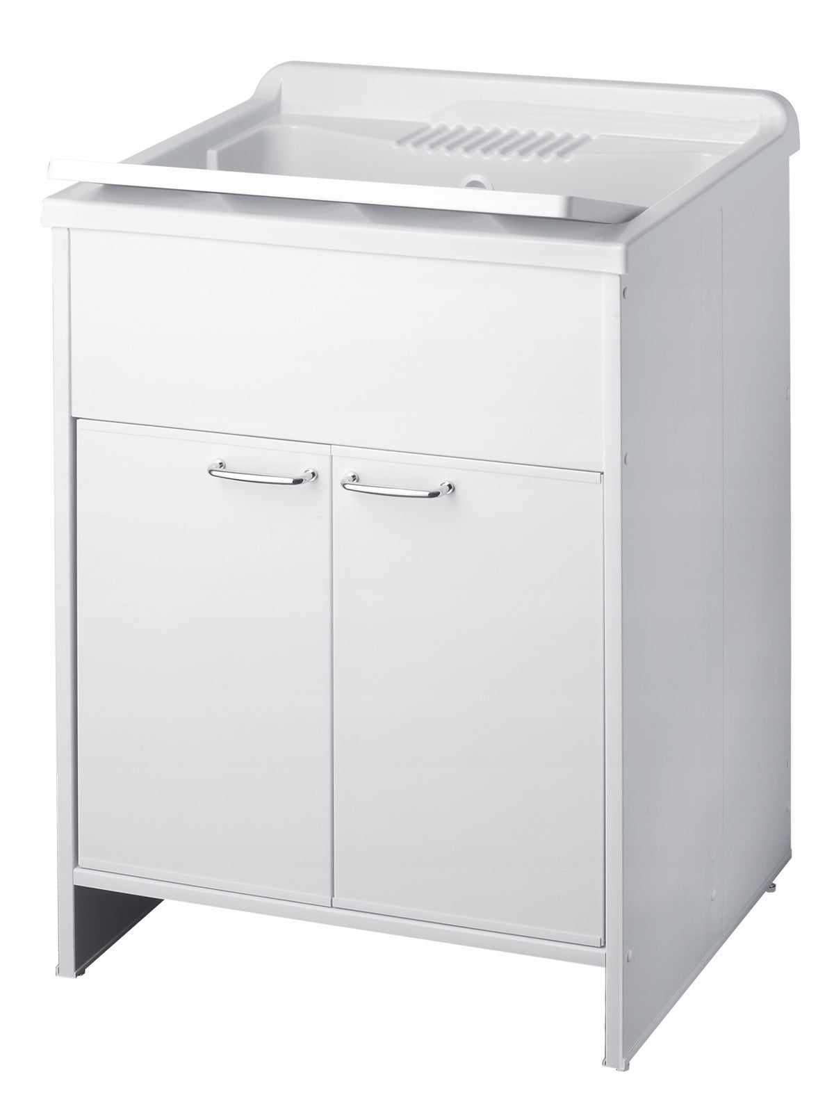 Reno Maxi utslagsvask hvit 60x60 cm med vaskebrett sett forfra