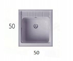 Reno Plus utslagsvask hvit 50x50 cm med vaskebrett i skråvinkel