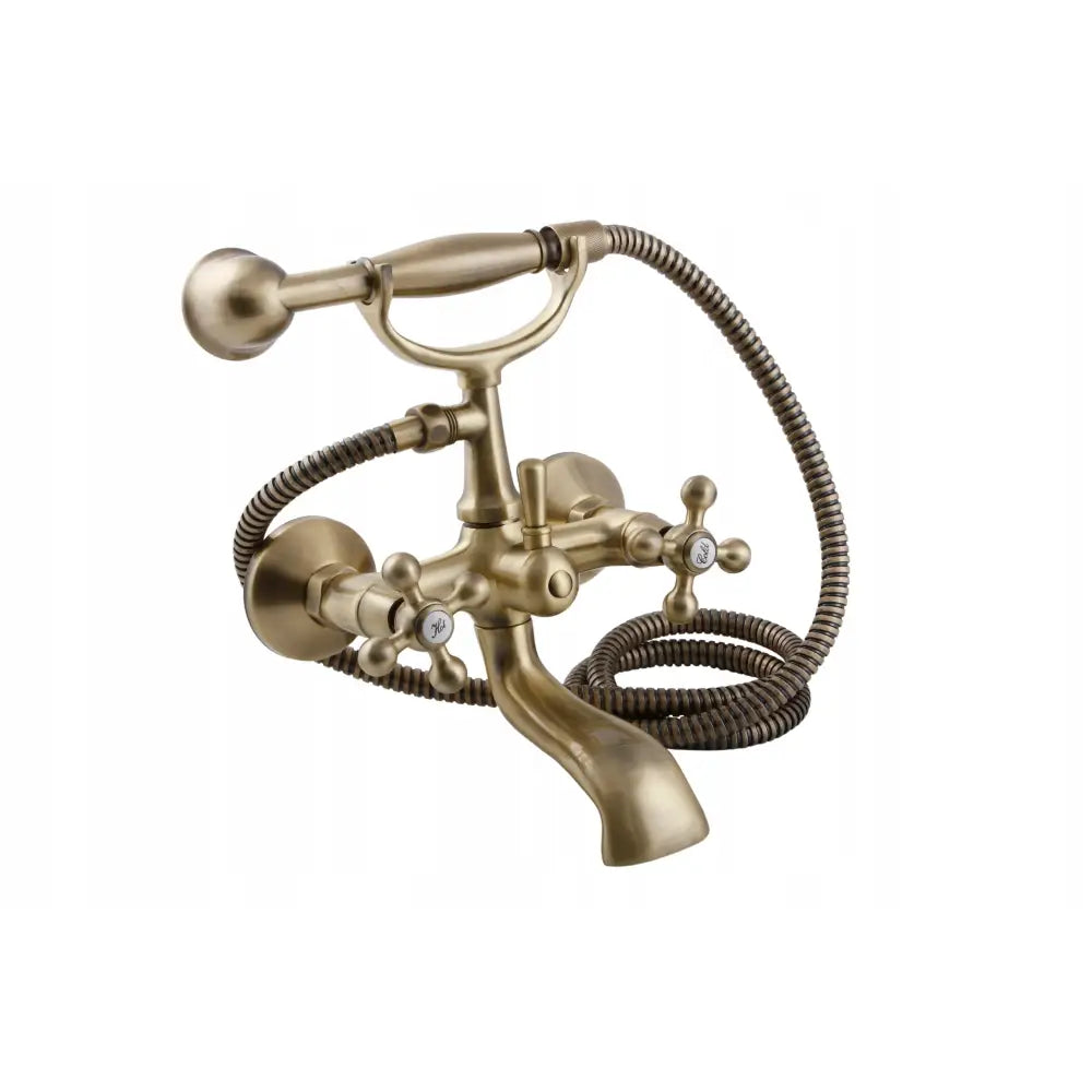 Retro Badekarbatteri i Gammelt Gull + Dusjsett