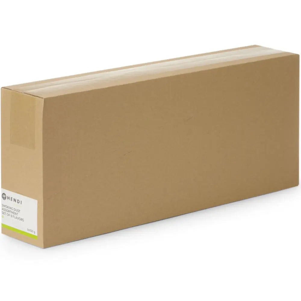 Røkelse pulversett for kaldrøyking, brun eske sett skrått med tydelig etikett og produktinformasjon.