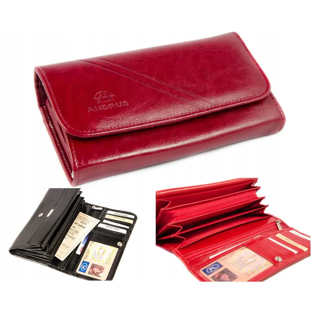 Romslig Damselommebok Andrus Ekte Skinn