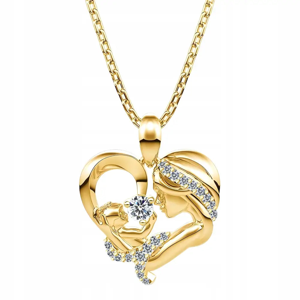 Gullsmykke Kjede Mor med Barn i Hjertet i Gull