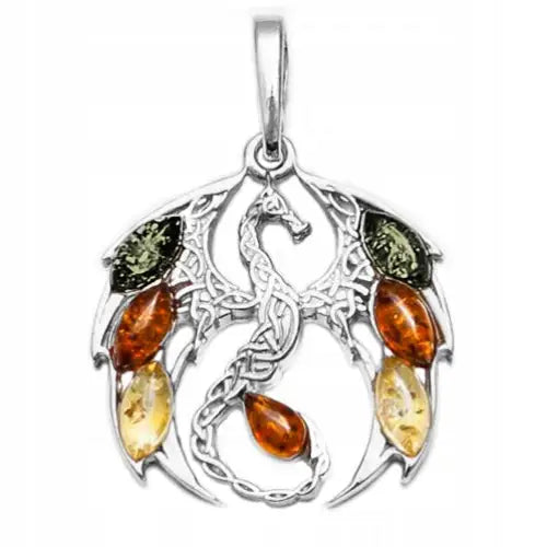 Charm Anheng med Amber på Sølvkjede