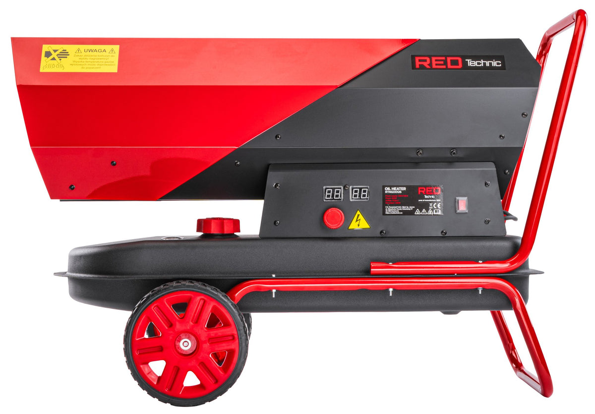 Dieselvarmer Red Technic 40 kW i rødt og svart, produktbilde