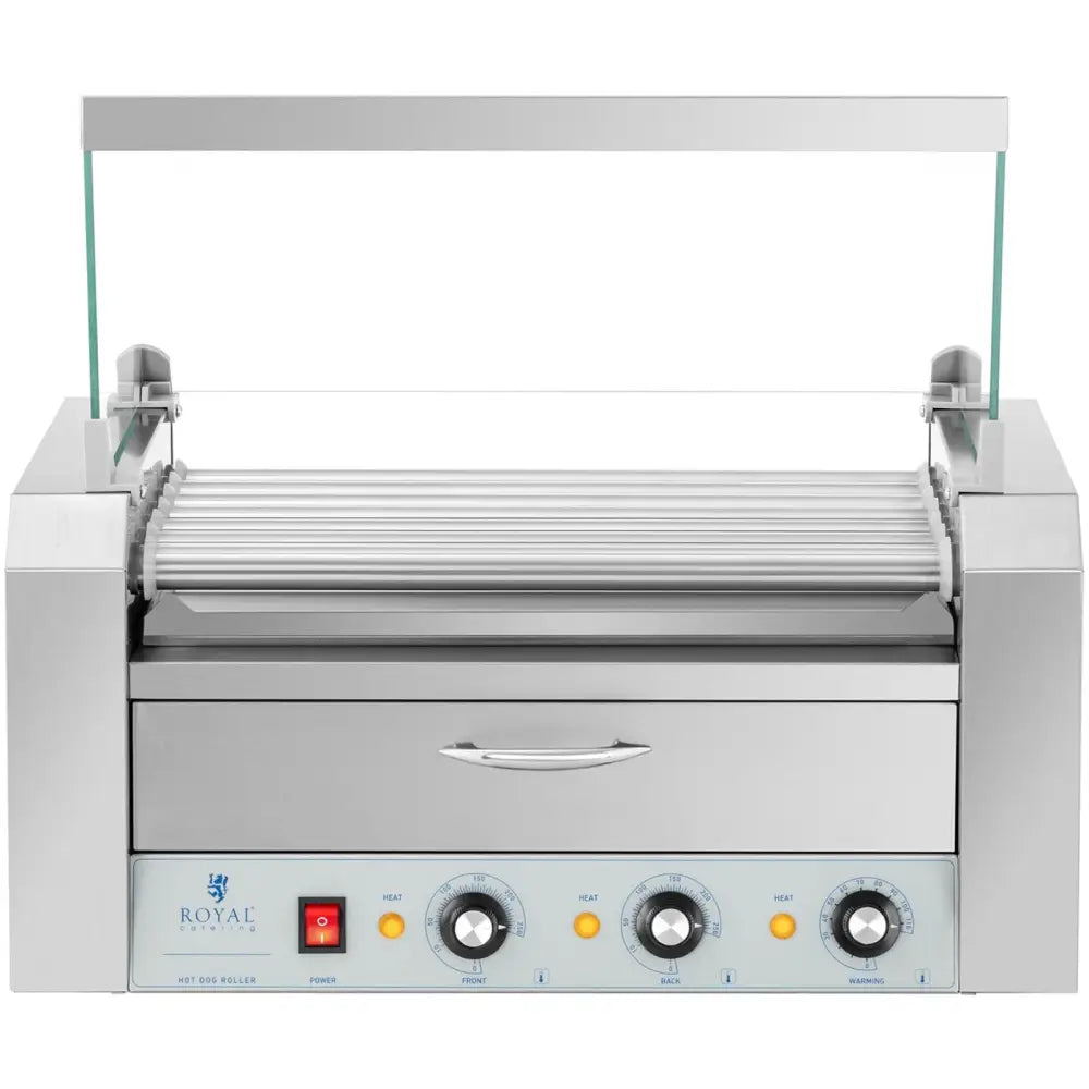Rullegrillvarmer for Pølser og Hotdogs med Skuff og Beskyttelse - 7 Ruller