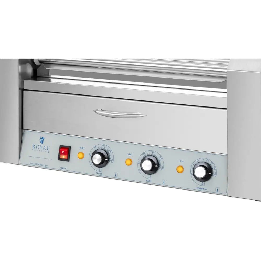 Rullende Grillpølser og Hot Dog-varmer med Skuff og Hette - 5 Ruller.