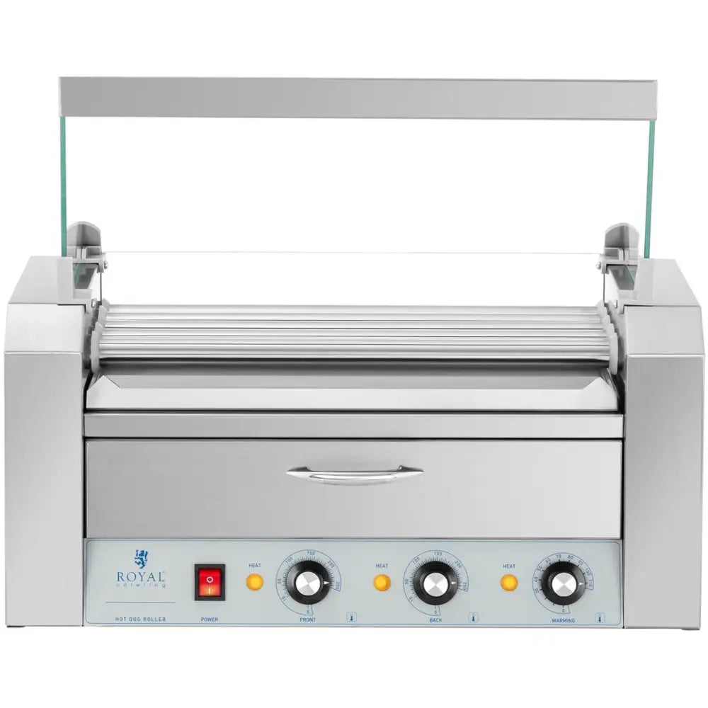 Rullende Grillpølser og Hot Dog-varmer med Skuff og Hette - 5 Ruller.
