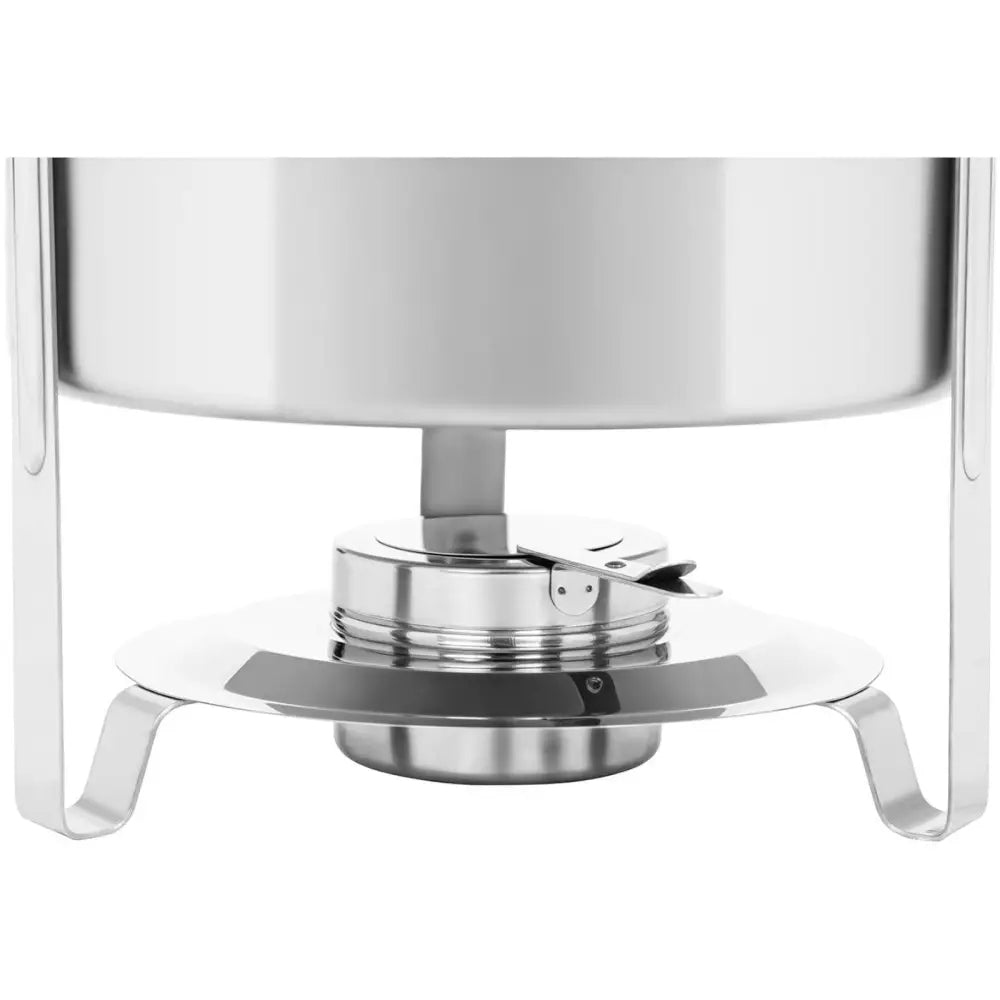 Rund elektrisk matvarmeplate 10,5 l, nærbilde av varmekammer med justerbar åpning og solide ben.