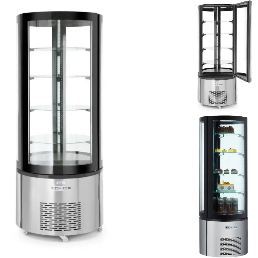 Rund Konditorikjøler med Led 4 Hyller 360l