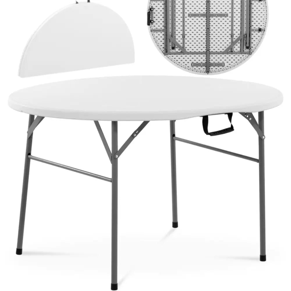 Rundt Sammenleggbart Hvitt Hagebord for Catering Opptil 150 Kg Diam. 120 x 74 Cm. Prod. Kode: 1014854