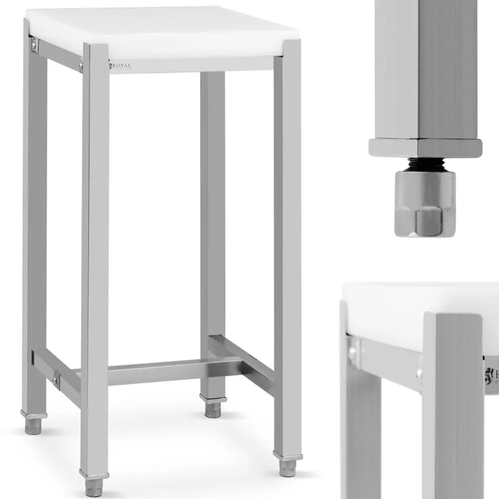 Rustfritt Skjærebord av Polyetylen på Stålstativ 40 x 40 x 88 Cm