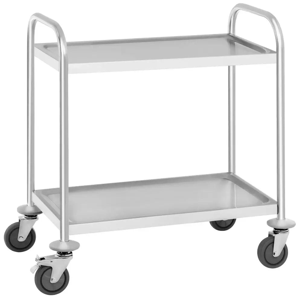 Rustfritt Stål Serveringsvogn M/ 2 Hyller 150 Kg Kapasitet