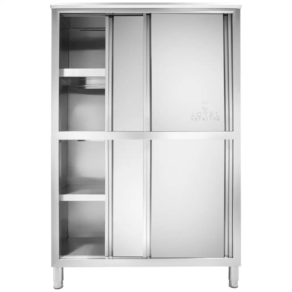 Rustfritt Stål Skyvedør Lagringskjøkken Skap 180x118x50cm