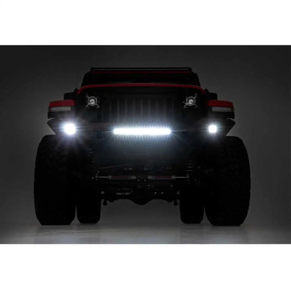 Rustikk Land Foran Støtfanger med Beskyttelsesplate og Lys - Jeep Wrangler Jl 4 d 18-