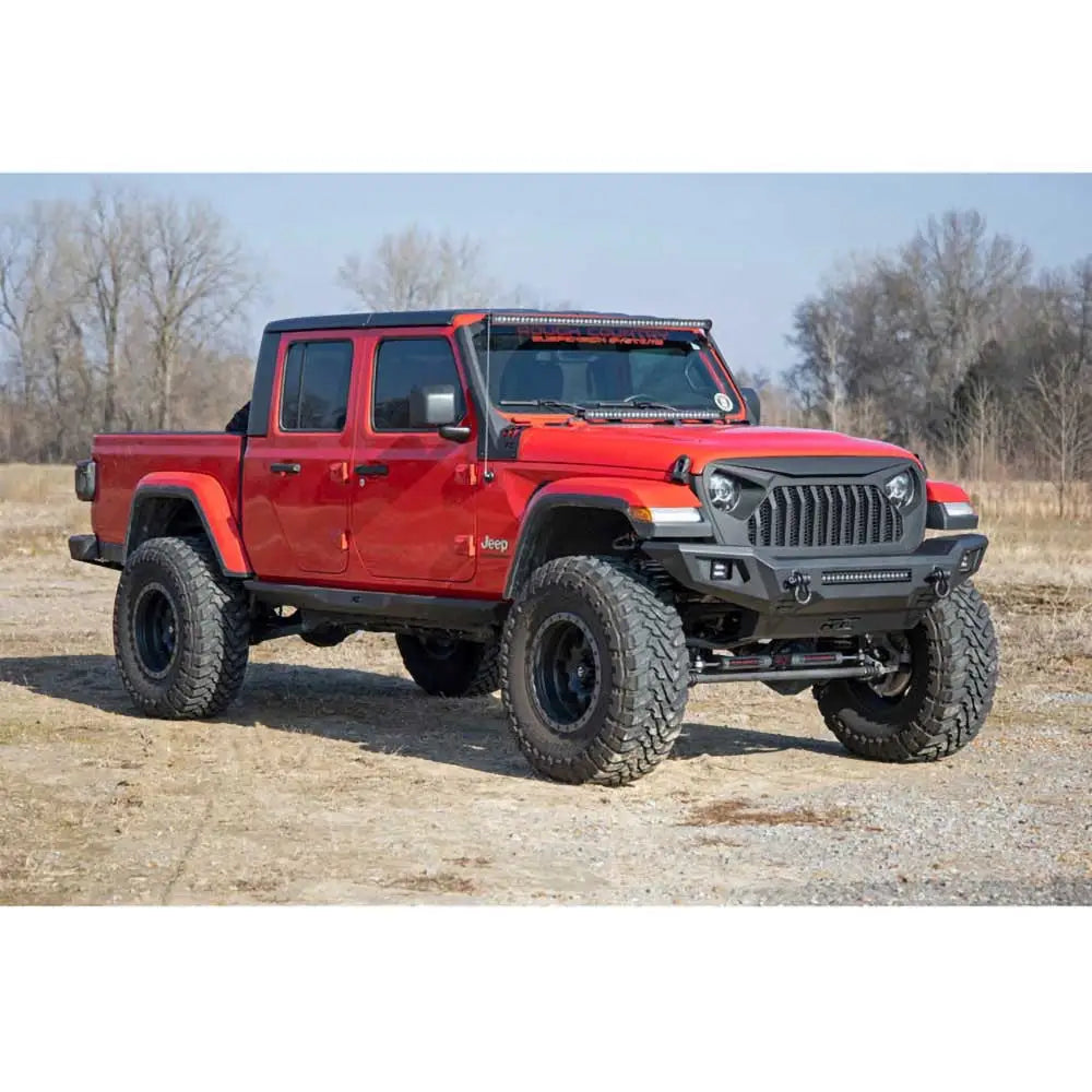 Rustikk Land Foran Støtfanger med Beskyttelsesplate og Lys - Jeep Wrangler Jl 4 d 18-