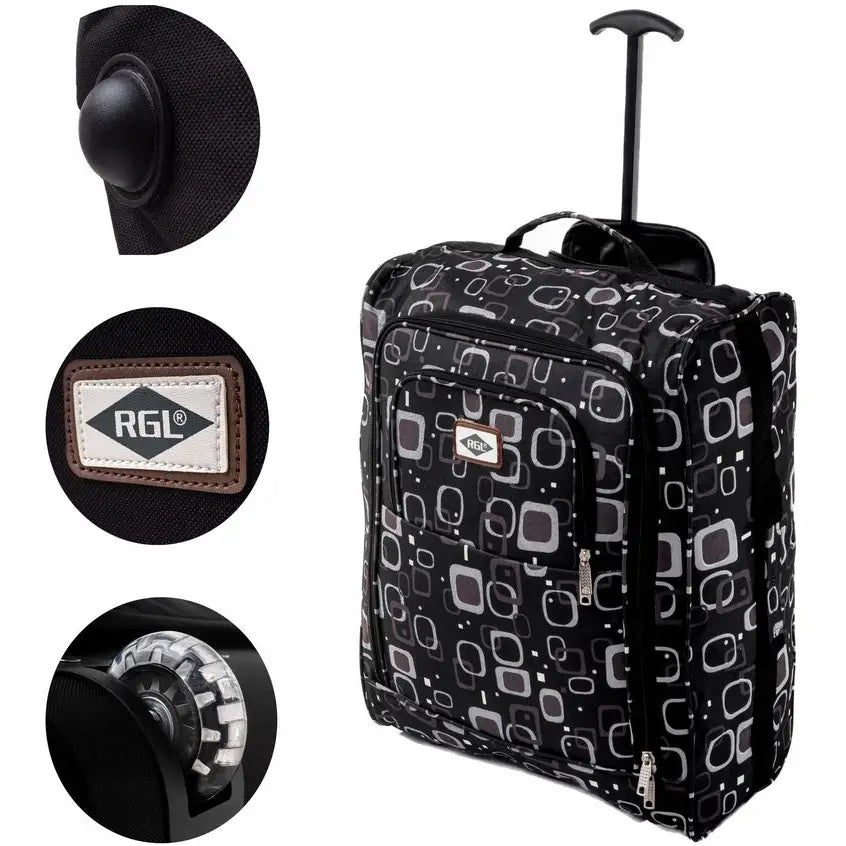 Ryggsekk på Hjul Håndbagasje Veske 55x40x20 Regulerbar Sort Hjul