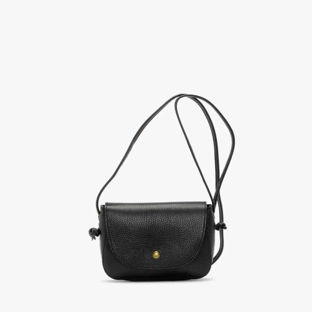 Ryłko Liten Svart Skinnveske for Kvinner med Gull Magnetlås