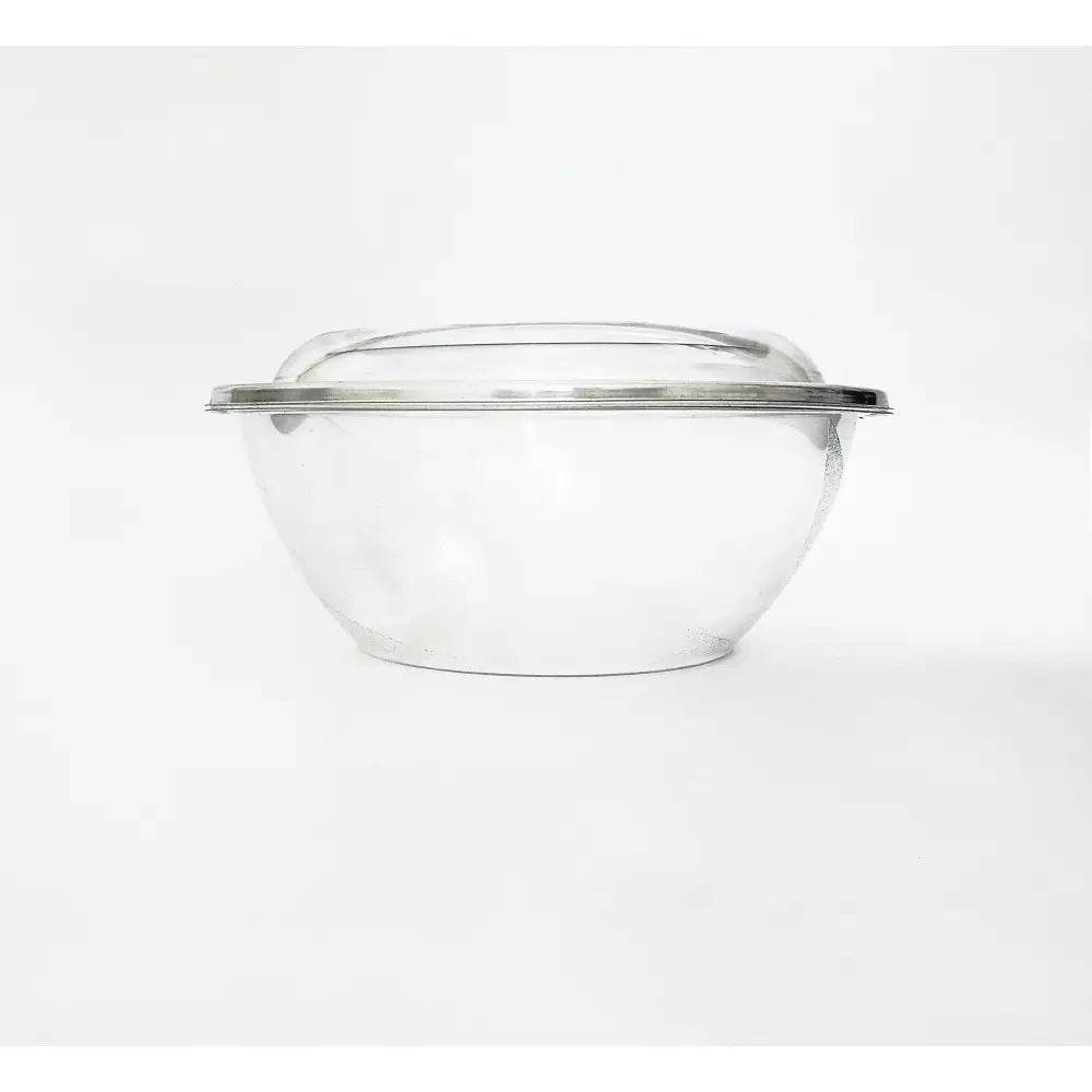 Salatboks 1500 ml, rund og gjennomsiktig med tilhørende lokk, vises fra siden mot hvit bakgrunn.