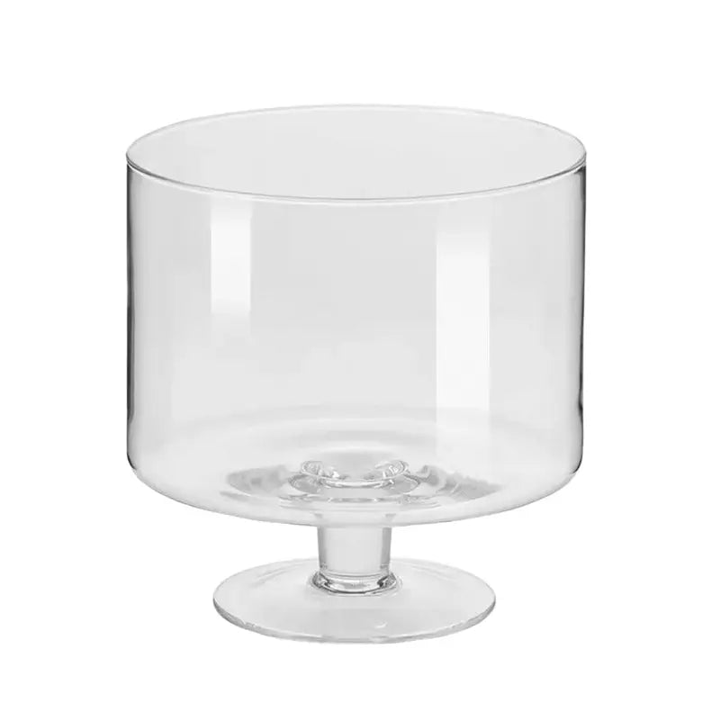 Salatskål Servo Line 19,5 cm, sylinderformet glassbolle på stett med minimalistisk design fotografert forfra.