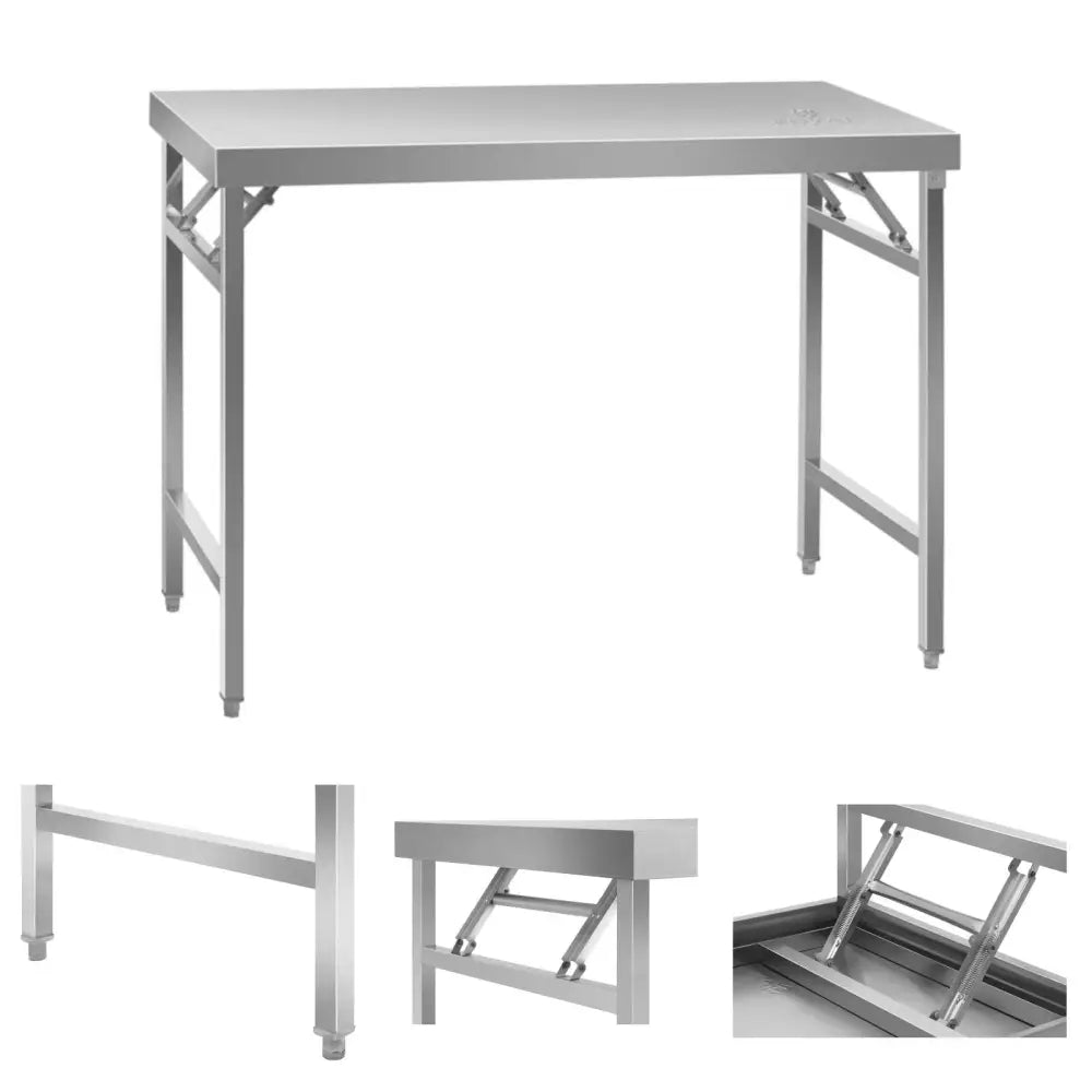 Sammenleggbar Rustfritt Stål Arbeidsbord 120 x 60cm Opptil 120kg Royal Catering Rcat-120k