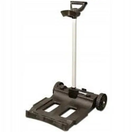 Sammenleggbar trappetraller mini med seks hjul, sort design med teleskophåndtak og bred lasteflate.