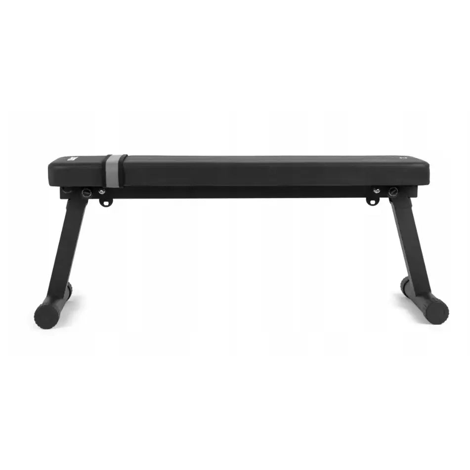 Sammenleggbar treningsbenk fra Zipro, rett forfra med polstret sete og solide metallben mot hvit bakgrunn.